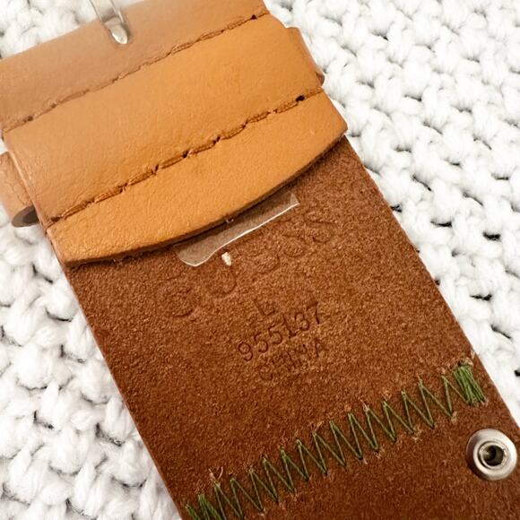 Guess Vintage Tan Patchwork Granny Floral Embrodiered Boho Y2K Belt Large - Picture 5 of 7